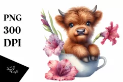 Baby Highland Cow Gladiolus | Sublimation | Clipart Product Image 3