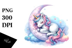 Colorful Pastel Baby Unicorn on Moon | Sublimation | Clipart Product Image 3