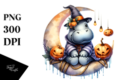 Hippo Halloween Half Moon PNG Product Image 1