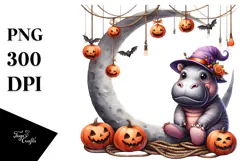 Hippo Dressed for Halloween, Transparent PNG Product Image 1