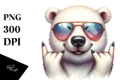 Washed Polar Bear Portrait with Sunglasses Clipart Product Image 1