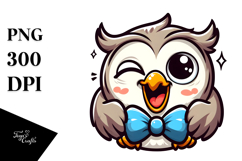 Silly Owl with Bow Tie PNG Product Image 1