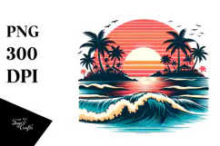 Retro Tropical Island Sunset, 20 oz Tumbler Product Image 1