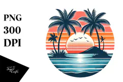 Retro Tropical Island Sunset, 20 oz Tumbler Product Image 1