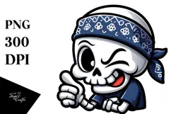 Ridiculously Cute Skull with Bandana, Transparent PNG Product Image 1