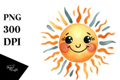 Watercolor Very Simple Smiling Star PNG Product Image 1