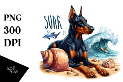 Watercolor Doberman Pinscher in Summer | Sublimation | Product Image 1
