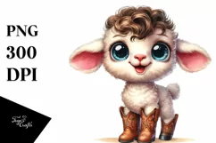 Funny Baby Lamb Cowboy Boots Clipart Product Image 3