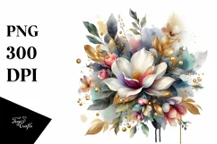 Vibrant Bouquet with Magnolia | Sublimation Clipart Product Image 1