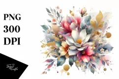 Vibrant Bouquet with Magnolia | Sublimation Clipart Product Image 1