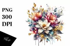 Vibrant Bouquet with Magnolia | Sublimation Clipart Product Image 3