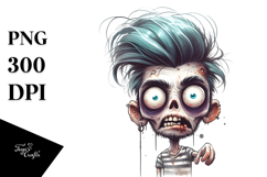Funny Zombie with Cool Hair, Crazy PNG Product Image 1