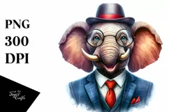 Vibrant Watercolor Funny Cute Elephant Clipart Product Image 3