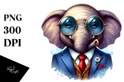 Vibrant Watercolor Funny Cute Elephant Clipart Product Image 3