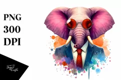 Vibrant Watercolor Funny Cute Elephant Clipart Product Image 1