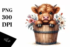 Cute Baby Highland Cow PNG Product Image 3