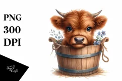 Cute Baby Highland Cow PNG Product Image 1
