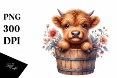 Cute Baby Highland Cow PNG Product Image 3