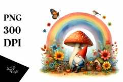Whimsical Gnome House with Mushroom in Autumn Product Image 3