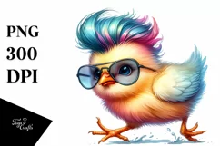 Funny Baby Chicken Running PNG Product Image 1