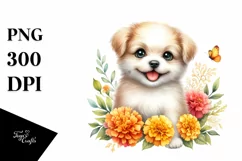 Cute Marigold Baby Dog Clipart Product Image 3