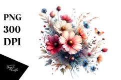 Colorful Wildflowers Glossy Petals Clipart Product Image 1