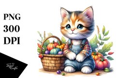 Quirky Baby Kitten with Autumn Vegetables Product Image 1
