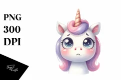 Expressive Unicorn with Big Eyes PNG Product Image 3