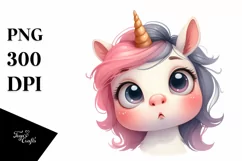 Expressive Funny Baby Face Unicorn PNG Product Image 3