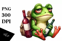 Funny Frog Holding Wine Bottle | Sublimation Clipart Product Image 3