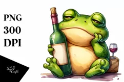 Funny Frog Holding Wine Bottle | Sublimation Clipart Product Image 3