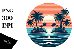 Retro Tropical Island Sunset PNG Product Image 1
