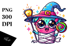 Funny Witch with Lollipop Wand, Colorful PNG Product Image 1