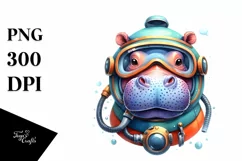 Colorful Hippo Scuba Helmet Clipart Product Image 3