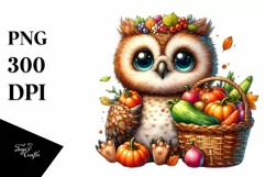 Baby Owl Holding Basket | Sublimation | Clipart Product Image 1