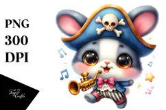 Baby Duck with Pirate Hat and Small Train PNG Product Image 1