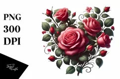 Digital Painting Heart with Roses PNG Product Image 1