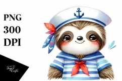 Colorful Cute Sloth Sailor Watercolor | Sublimation | Product Image 3