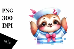 Colorful Cute Sloth Sailor Suit | Sublimation | Clipart Product Image 3