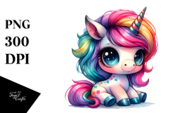 Cute Baby Unicorn in Style PNG Product Image 1
