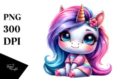 Cute Baby Unicorn in Style PNG Product Image 1