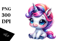 Cute Baby Unicorn in Style PNG Product Image 1
