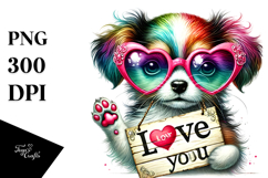 Detailed Puppy with Heart Shaped Sunglasses PNG Product Image 1