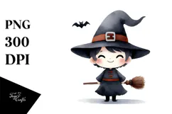 Funny Witch Halloween Clipart, PNG Product Image 1