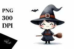 Funny Witch Halloween Clipart, PNG Product Image 1