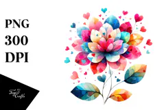 Colorful Boho Flower with Heart Petals PNG Product Image 1