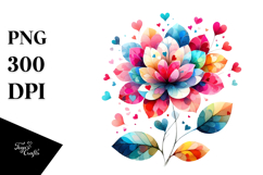 Colorful Boho Flower with Heart Petals PNG Product Image 1