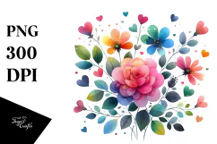 Colorful Boho Flower with Heart Petals PNG Product Image 1