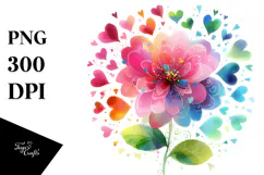 Colorful Boho Flower with Heart Petals PNG Product Image 1