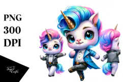 Cute Baby Unicorn Dancing PNG Product Image 1